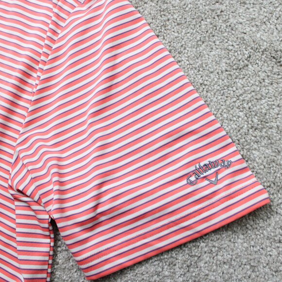 Callaway Opti-Dri Polo Shirt Men 2XL XXL Pink Striped Golf Polyester Stretch S/S - Picture 9 of 16